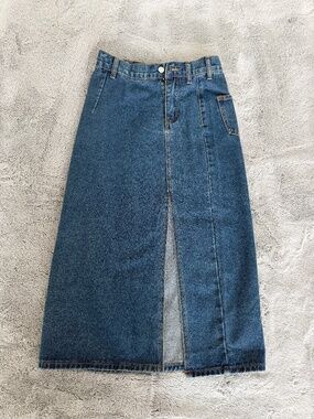 Denim Midi Skirt with a Side Slit